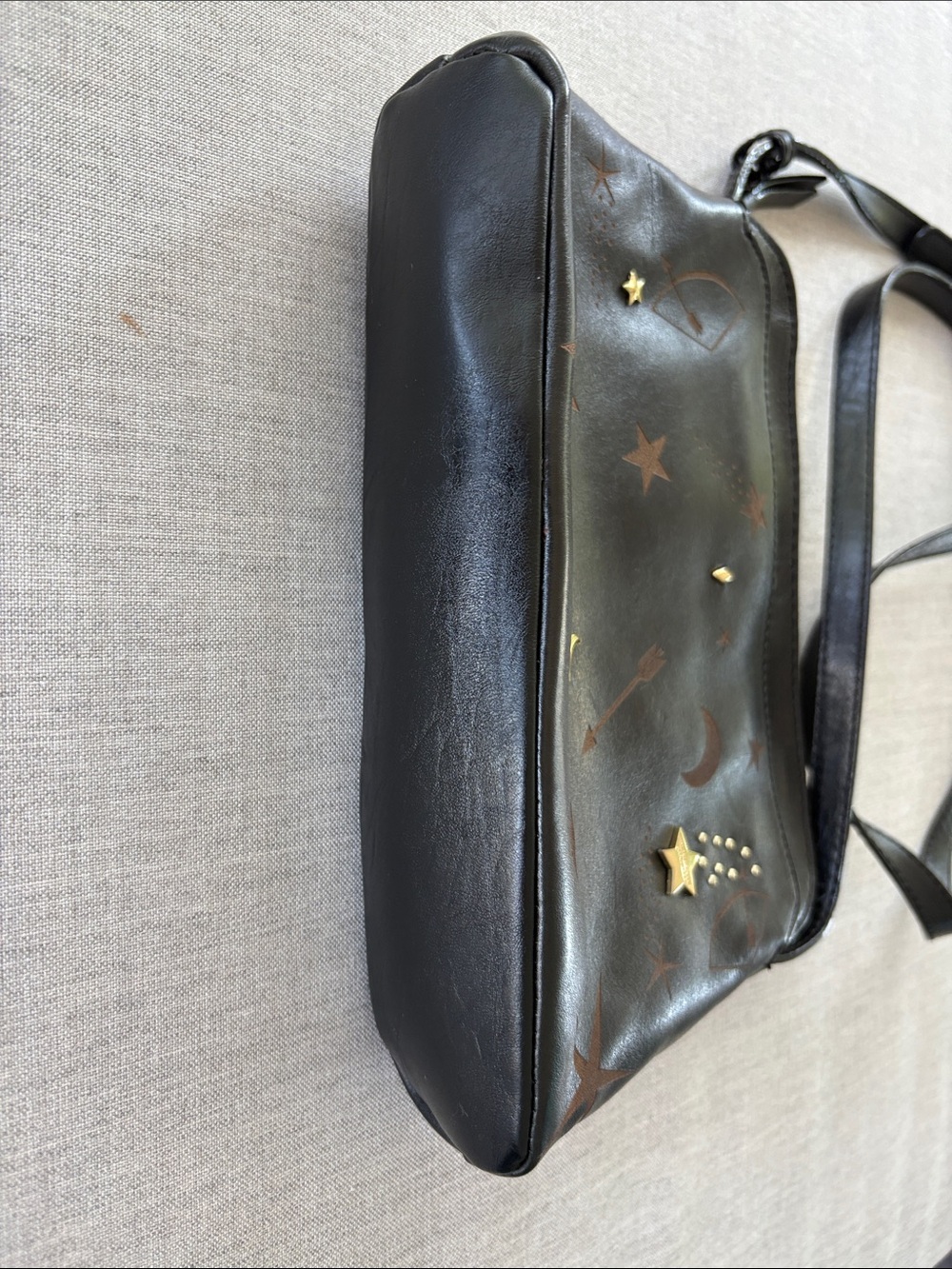 Tignanello Black Leather Celestial Star Moon Crossbody Bag - Picture 4 of 12